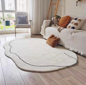 Thảm hình cong lông cừu Cashmere - White